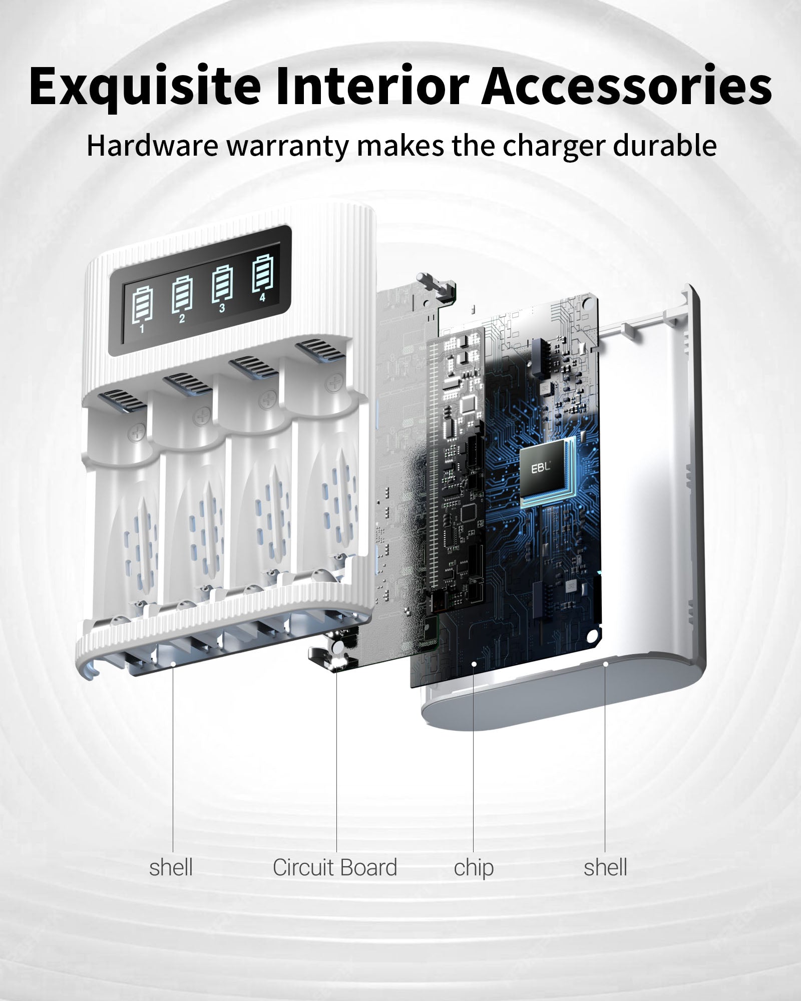 EBL AA AAA Rechargeable Batteries with FY-409 4-Bay Individual LCD Charger