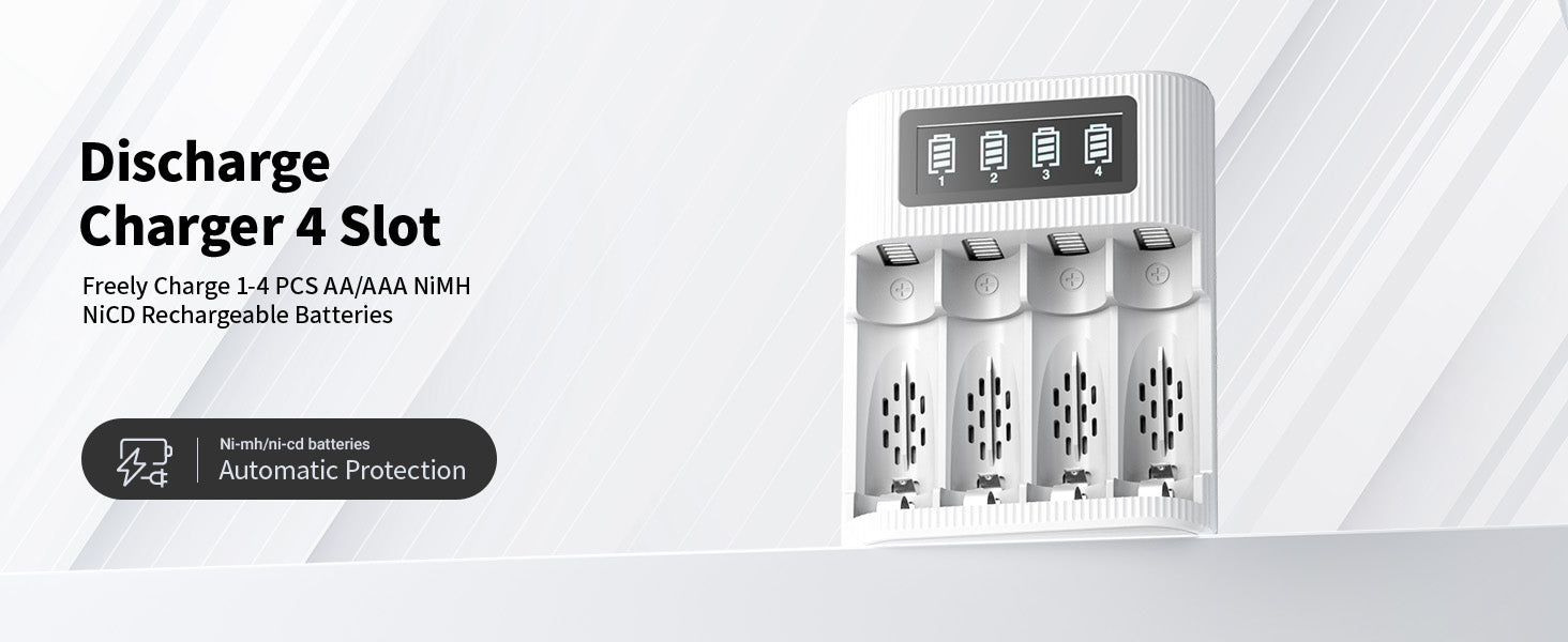 EBL AA AAA Rechargeable Batteries with FY-409 4-Bay Individual LCD Charger