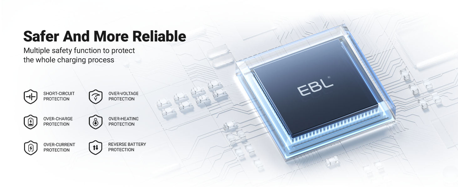 EBL AA AAA Rechargeable Batteries with FY-409 4-Bay Individual LCD Charger