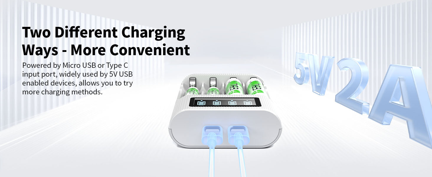EBL AA AAA Rechargeable Batteries with FY-409 4-Bay Individual LCD Charger