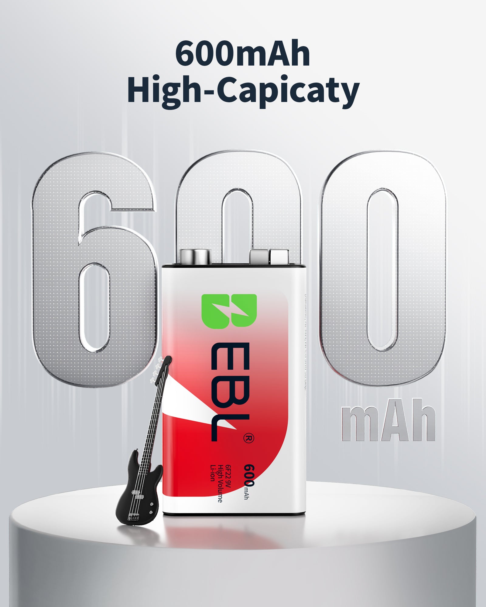 EBL 4 Packs 600mAh 9V Li-ion Batteries with 4 Bay 9V Charger