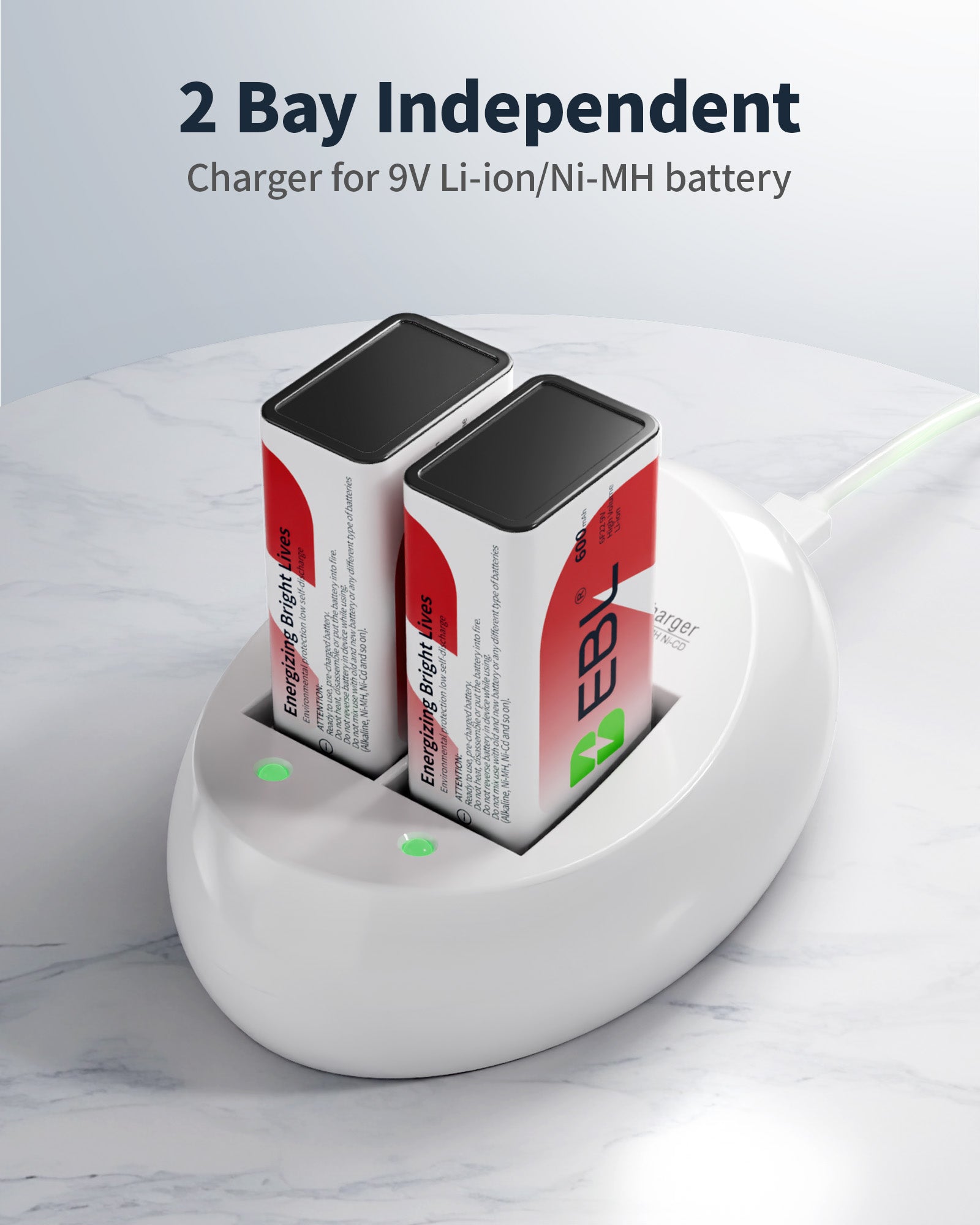 EBL 9V Li-ion Rechargeable Batteries with 6F22 9V Battery Charger