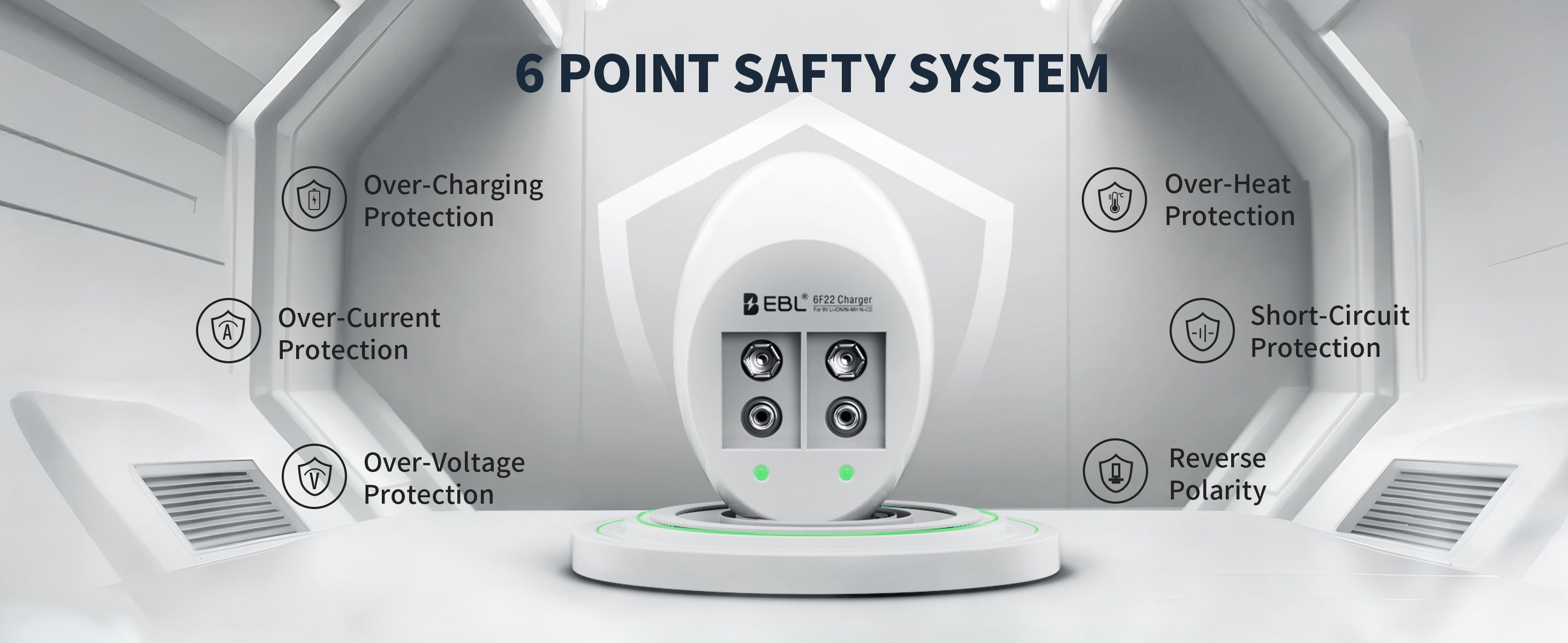 EBL 9V Li-ion Rechargeable Batteries with 6F22 9V Battery Charger