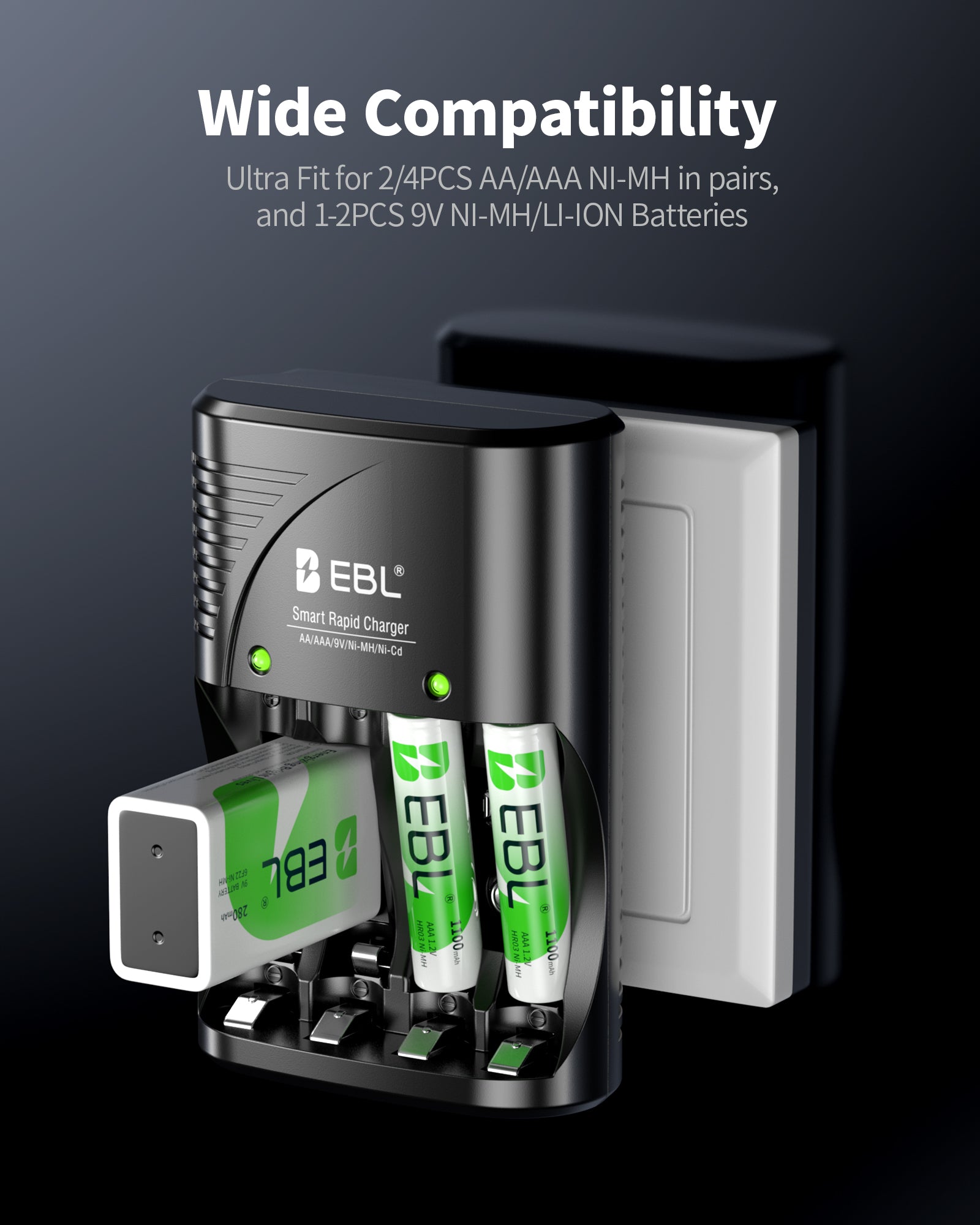 EBL 802 Smart Charger With AA AAA Rechargeable Batteries Kit