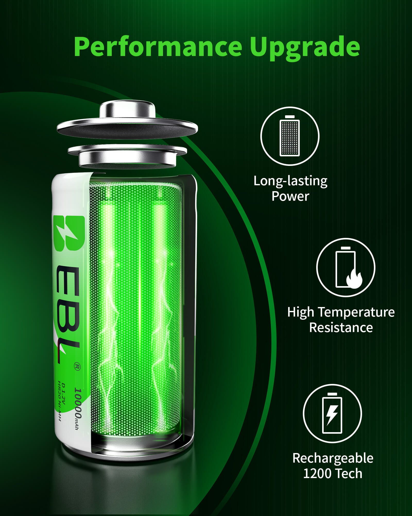 EBL C9008 LCD Battery Charger with C D Rechargeable Batteries