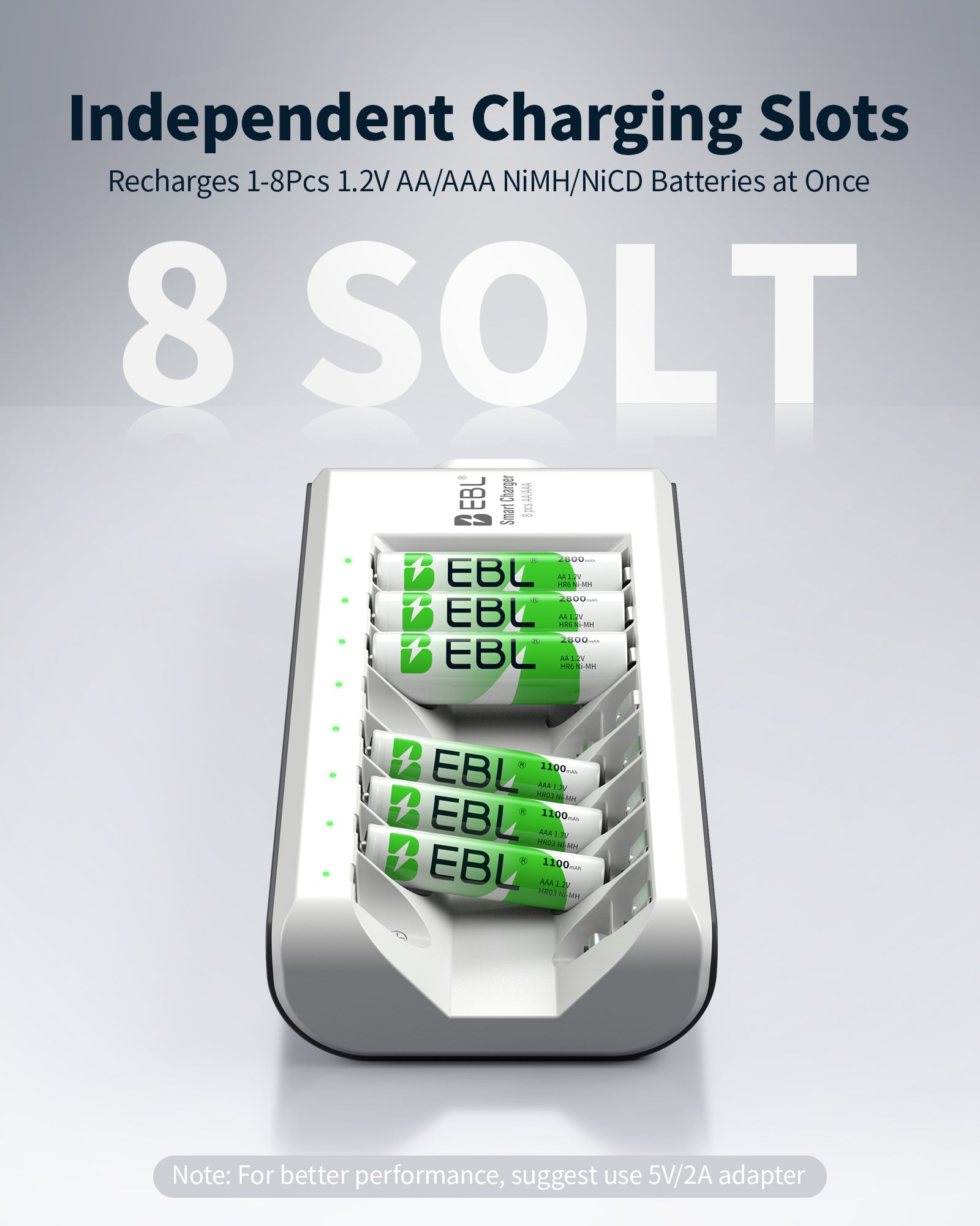 EBL AA AAA Batteries with Upgraded 808 Individual Charger