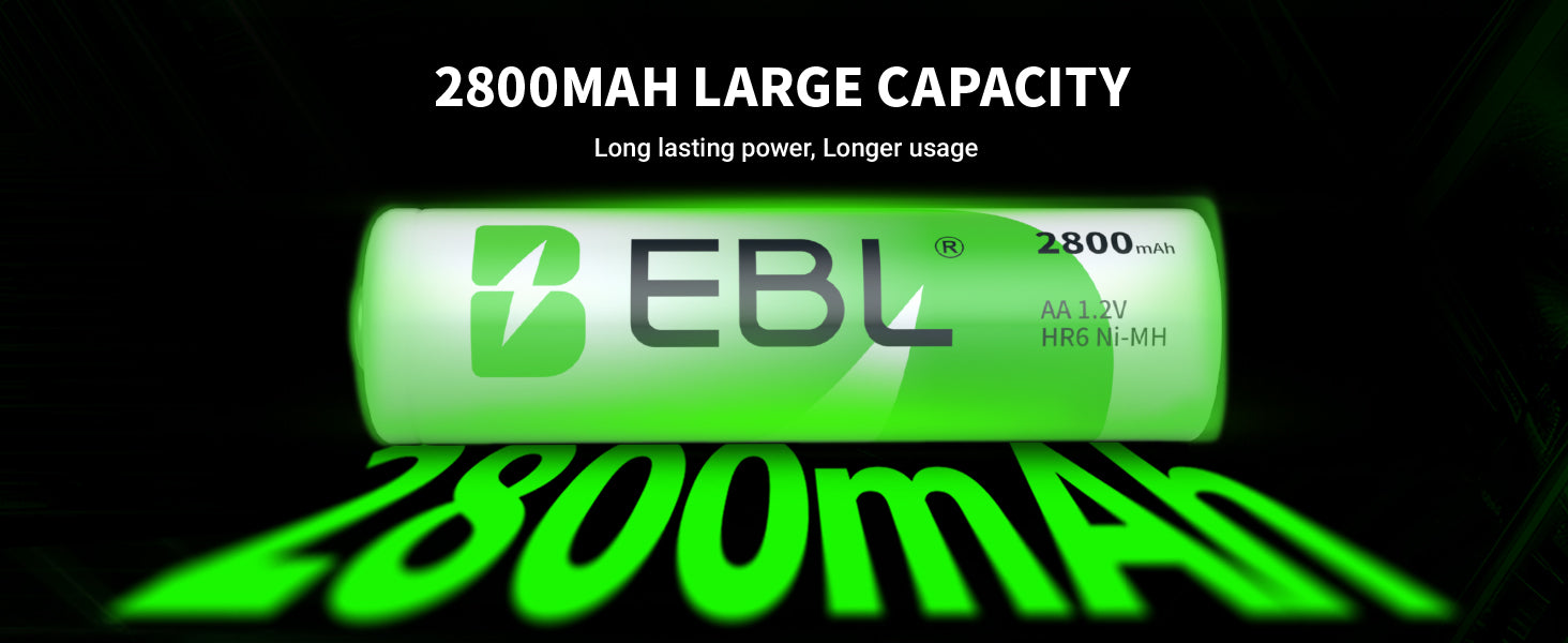 EBL AA Ni-MH Rechargeable Batteries 2800mAh