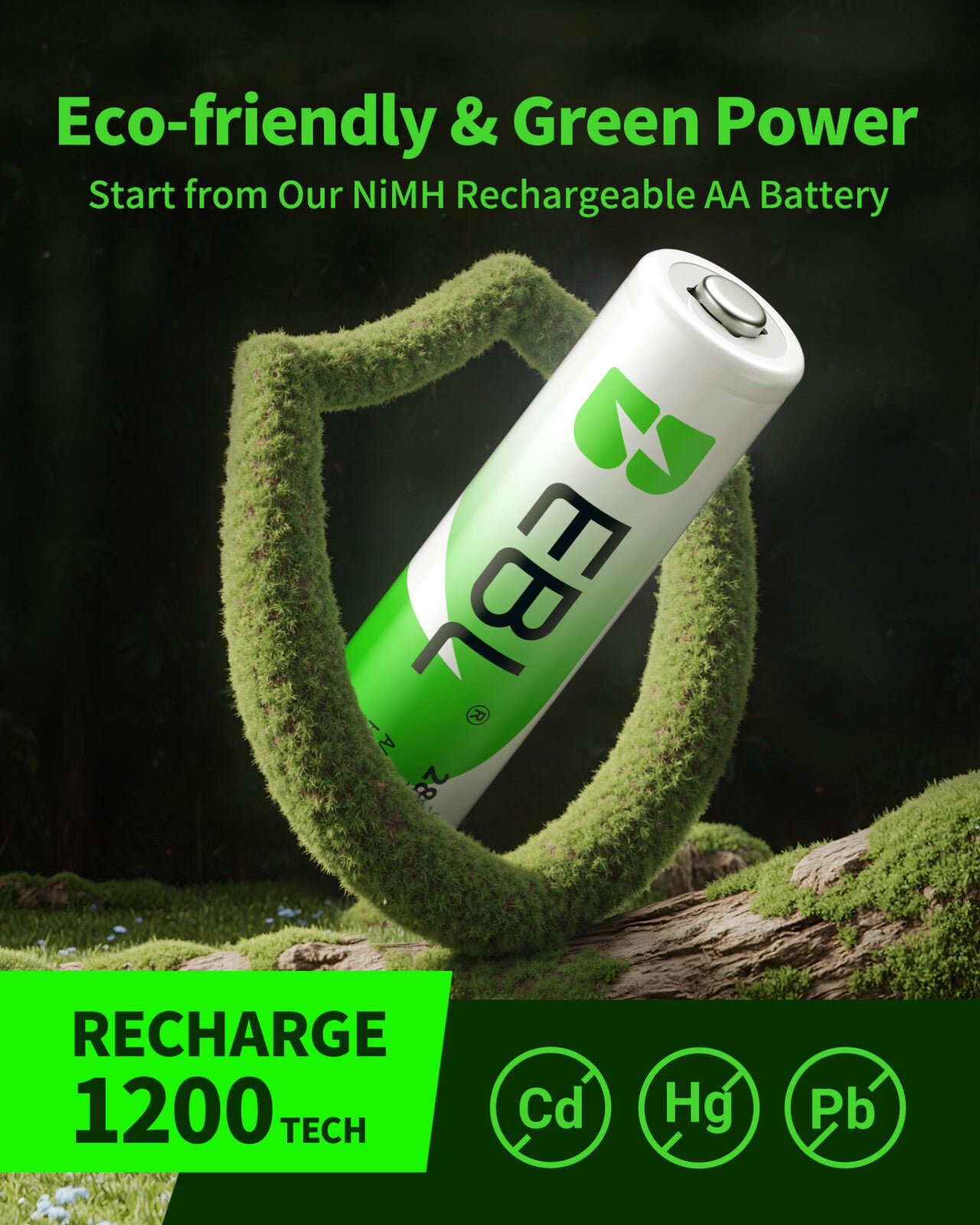 EBL AA Rechargeable Batteries 2800mAh Ready 2 Charge Quality AA Batteries - 16 Counts