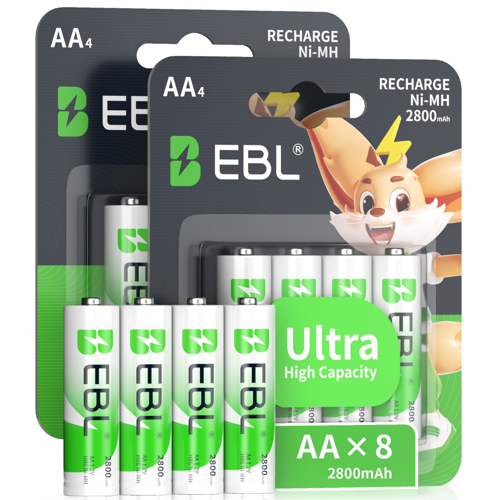 EBL 2800mAh Ni-MH AA Rechargeable Batteries