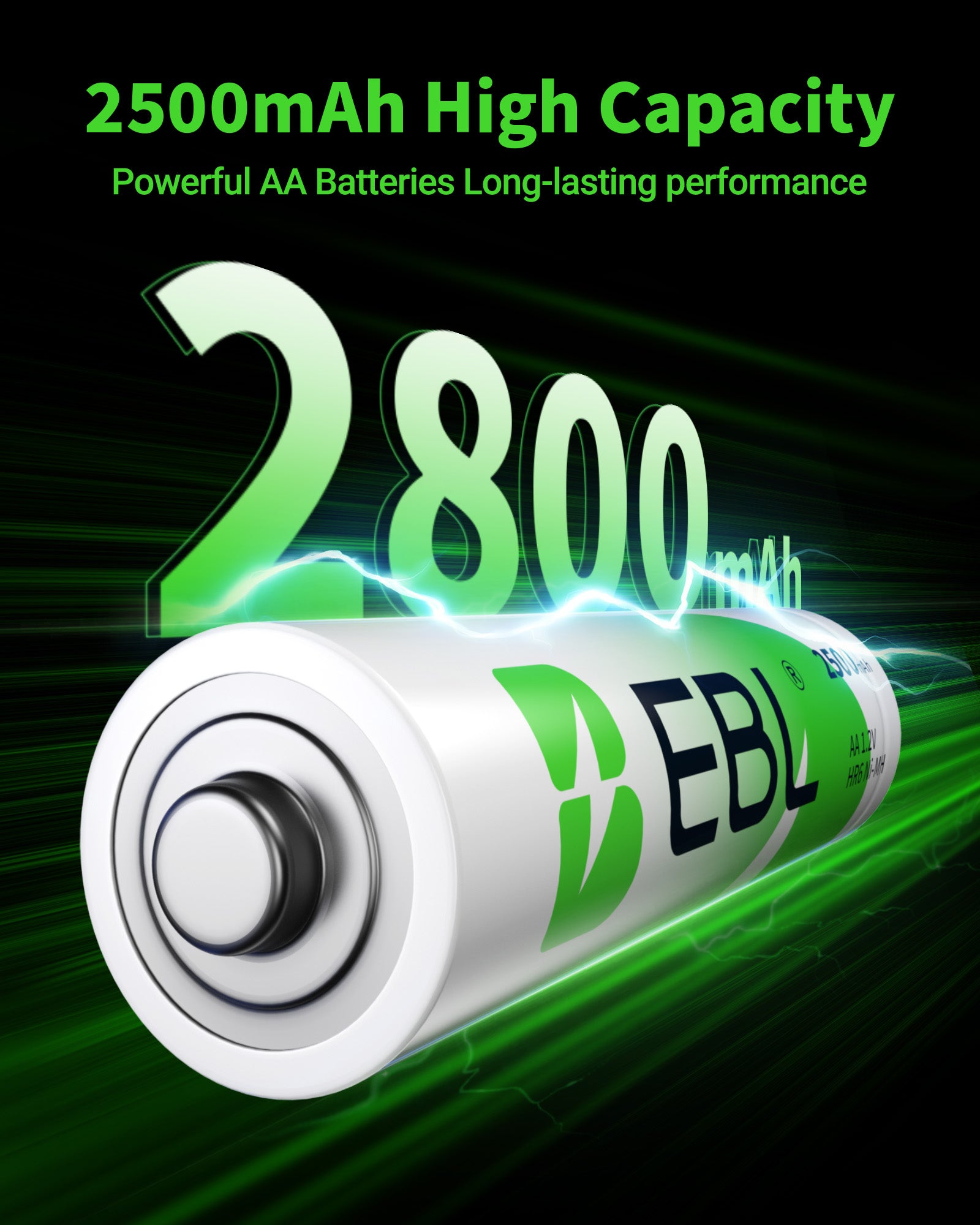 EBL 2800mAh Ni-MH AA Rechargeable Batteries