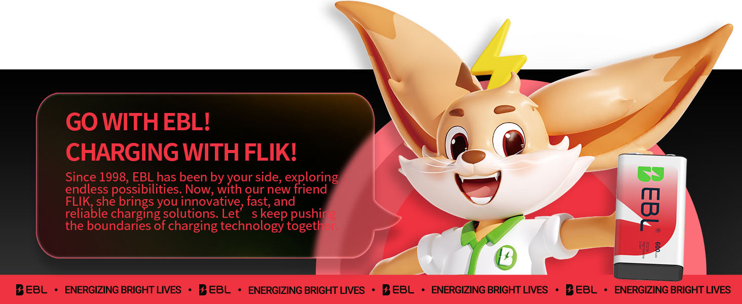 EBL 9V Li-ion Rechargeable Batteries 600mAh