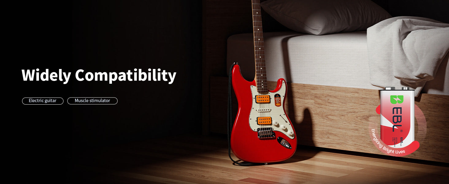 EBL 9V Li-ion Rechargeable Batteries 600mAh for Guitar