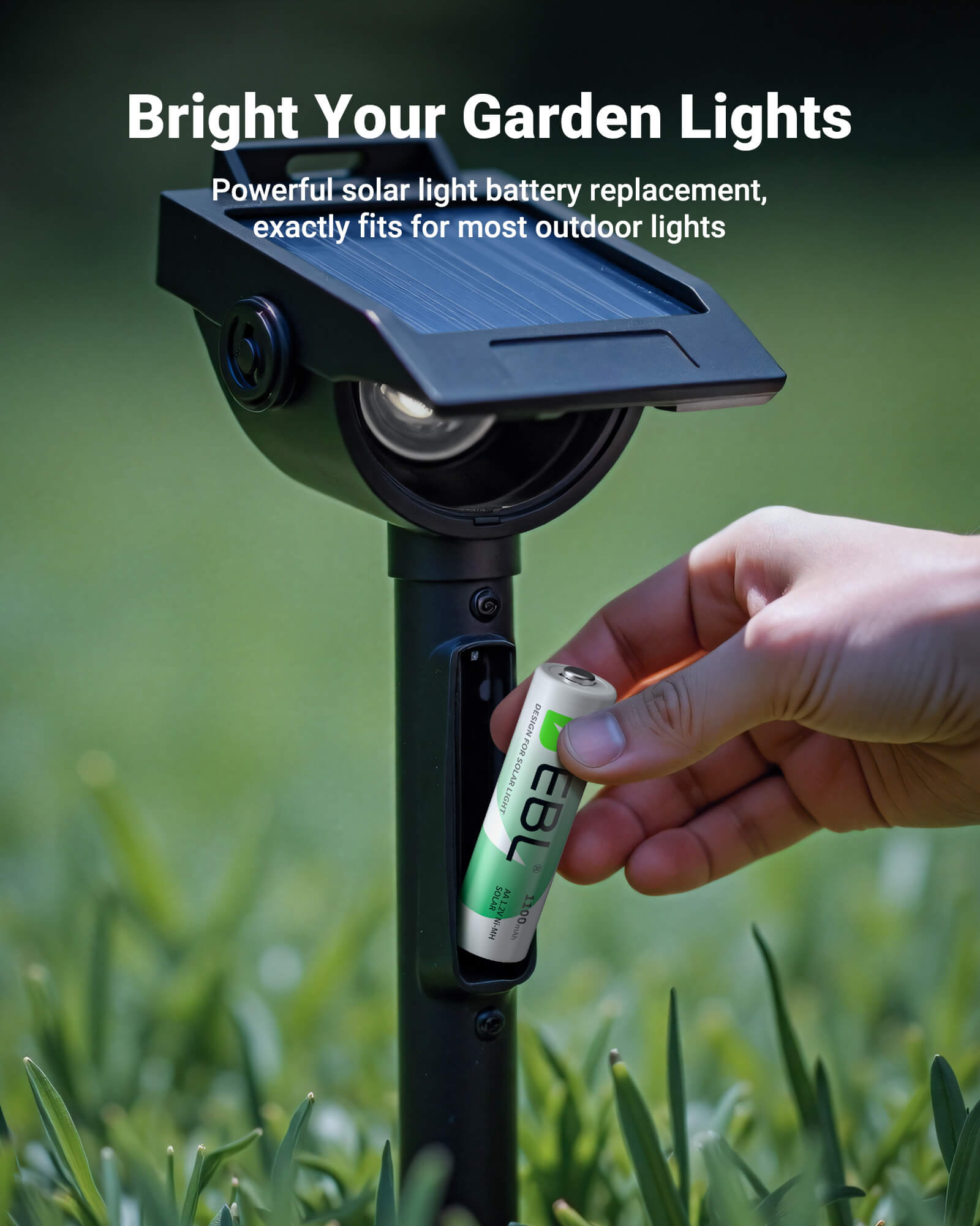 EBL 1.2V AA Rechargeable Batteries 1100mAh for Solar Garden Lights