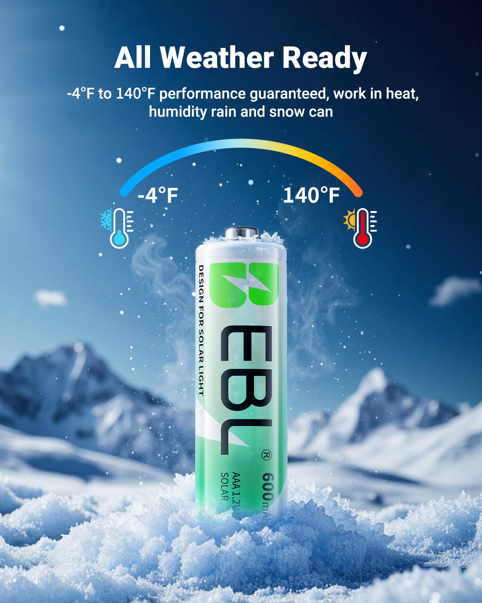 EBL 1.2V NiMH AAA Rechargeable Batteries 600mAh for Solar Lights