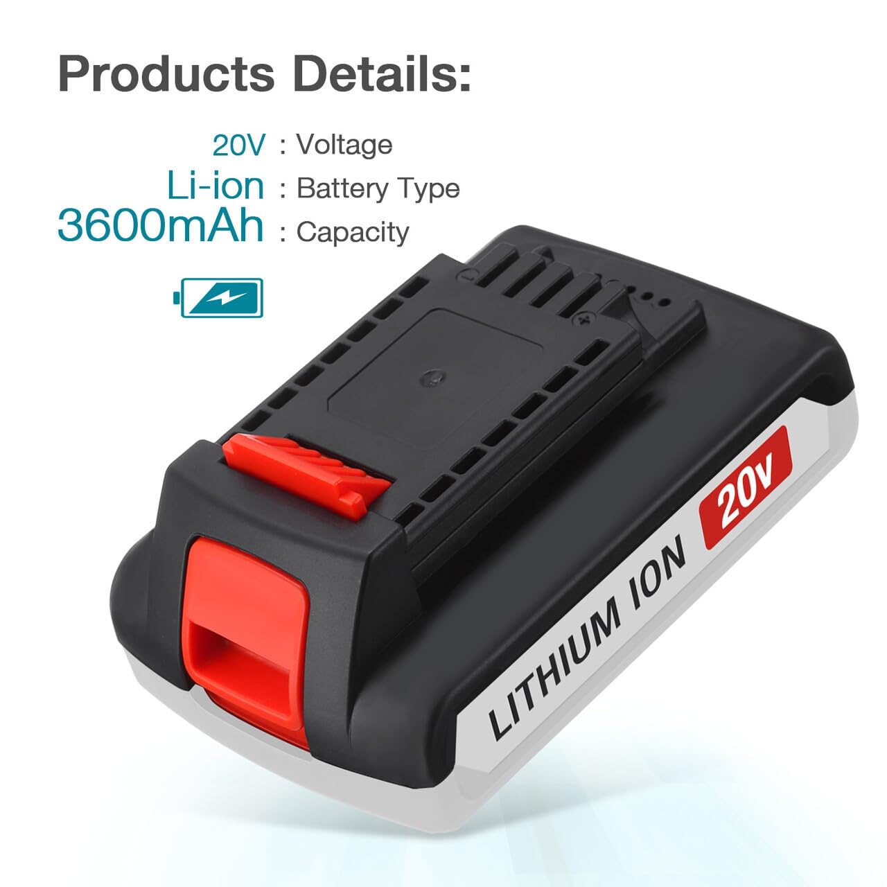 Upgraded 2 Pack 20v Max 3600mAh Replace Battery for Black and Decker