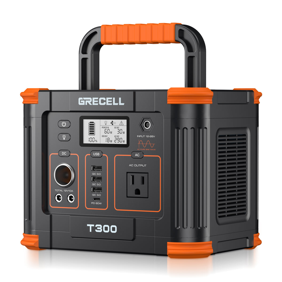 GRECELL 300W Portable Power Station, 288Wh Solar Generator for Camping, RV Travel & Home Backup