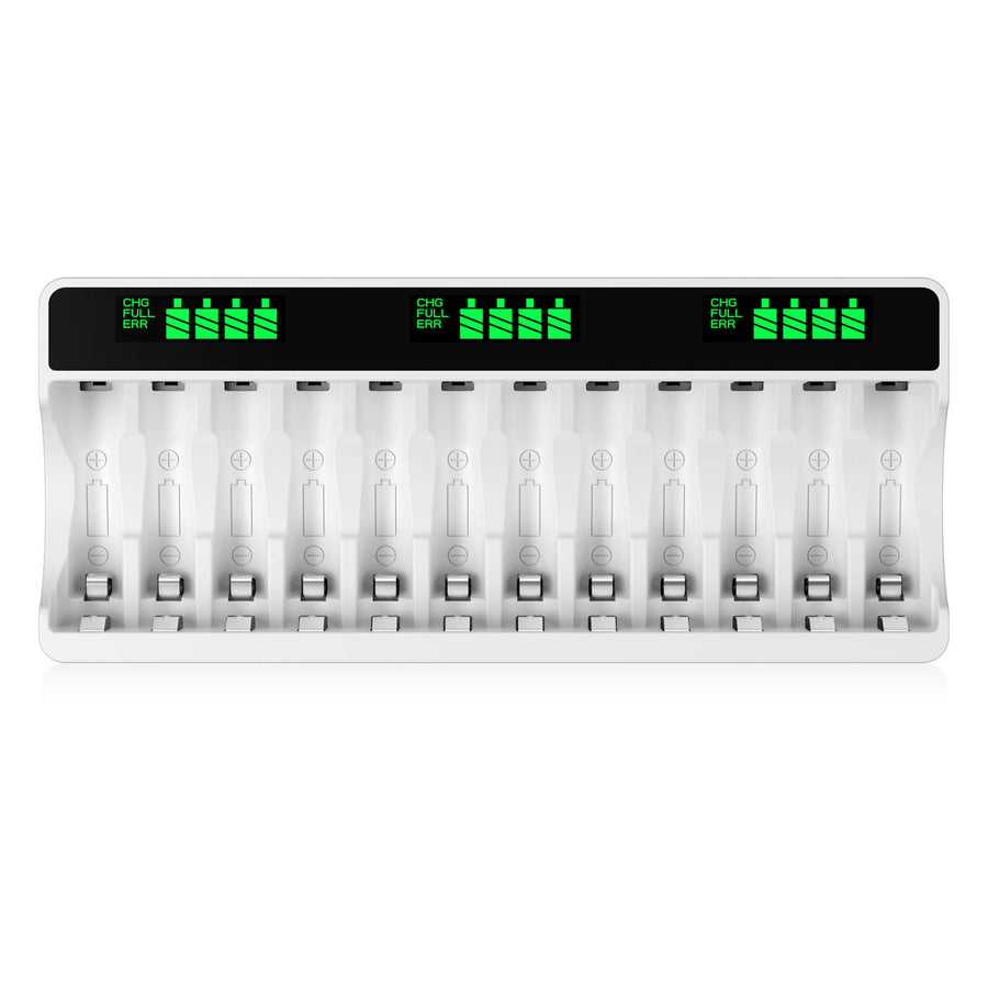 12 Slots LCD Battery Charger for AA & AAA Rechargeable Batteries
