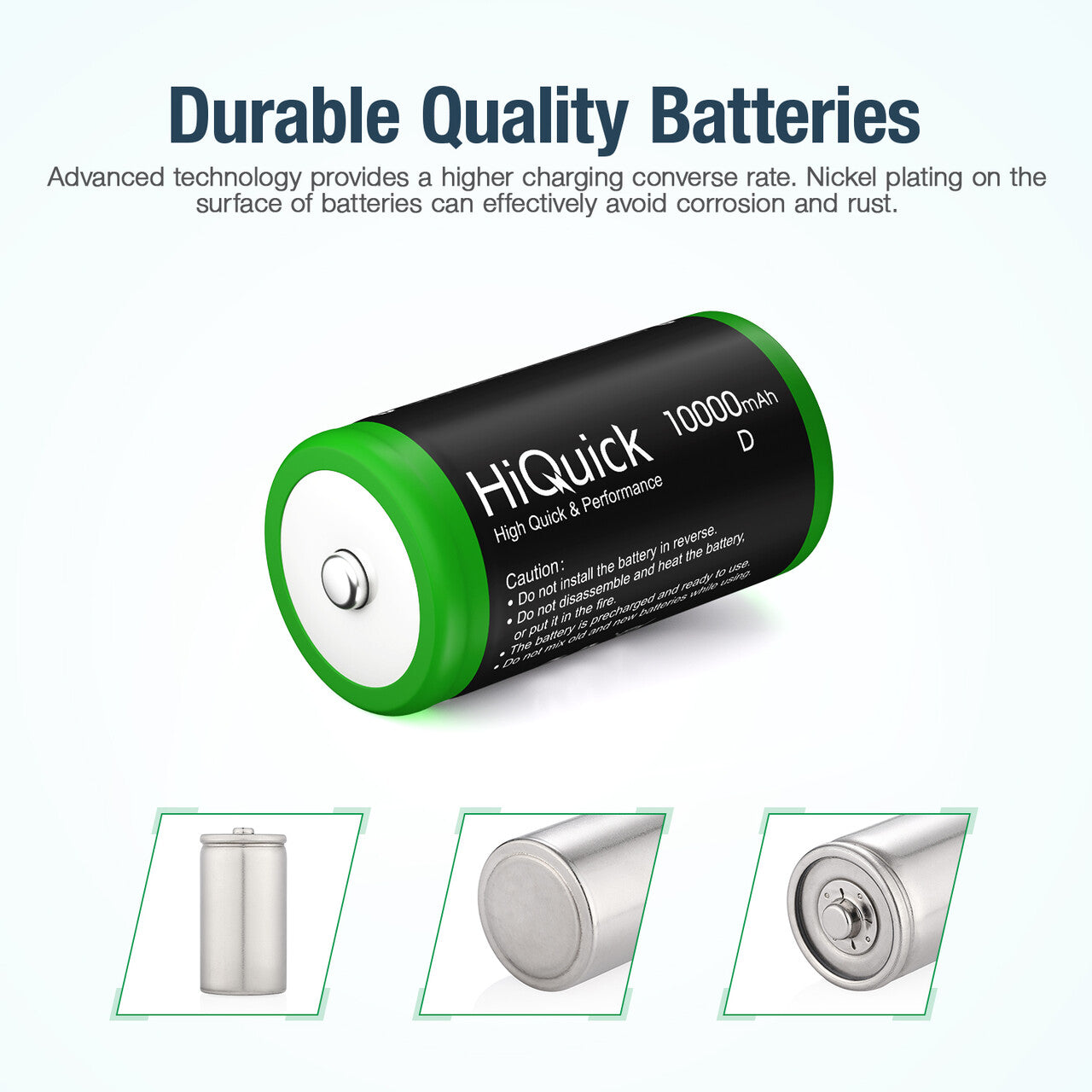 HiQuick D Cell NI-MH Rechargeable Batteries 10000mAh 1.2V 2pack