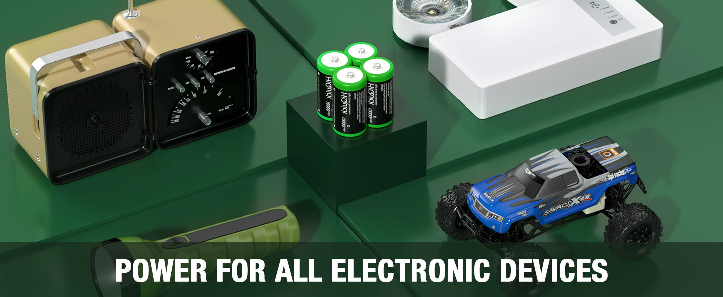 HiQuick D Size Battery-10000mAh Rechargeable Batteries