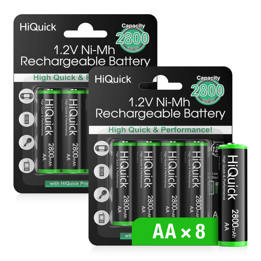 8 Pack HiQuick AA Ni-MH Rechargeable batteries 2800mAh