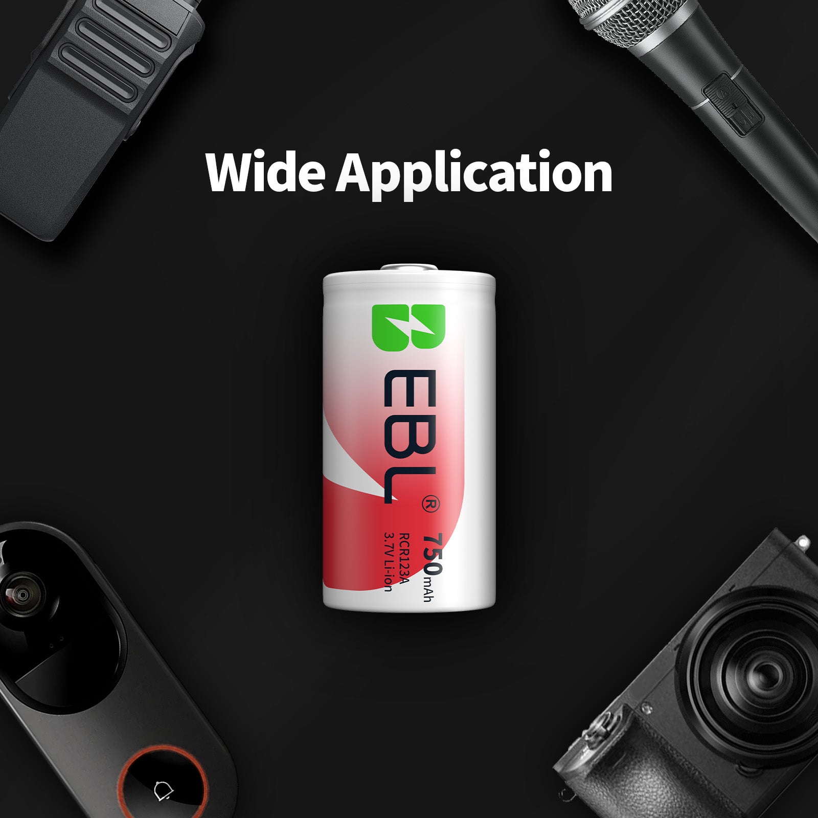 EBL 16340 RCR123A Li-ion Rechargeable Battery 750mAh