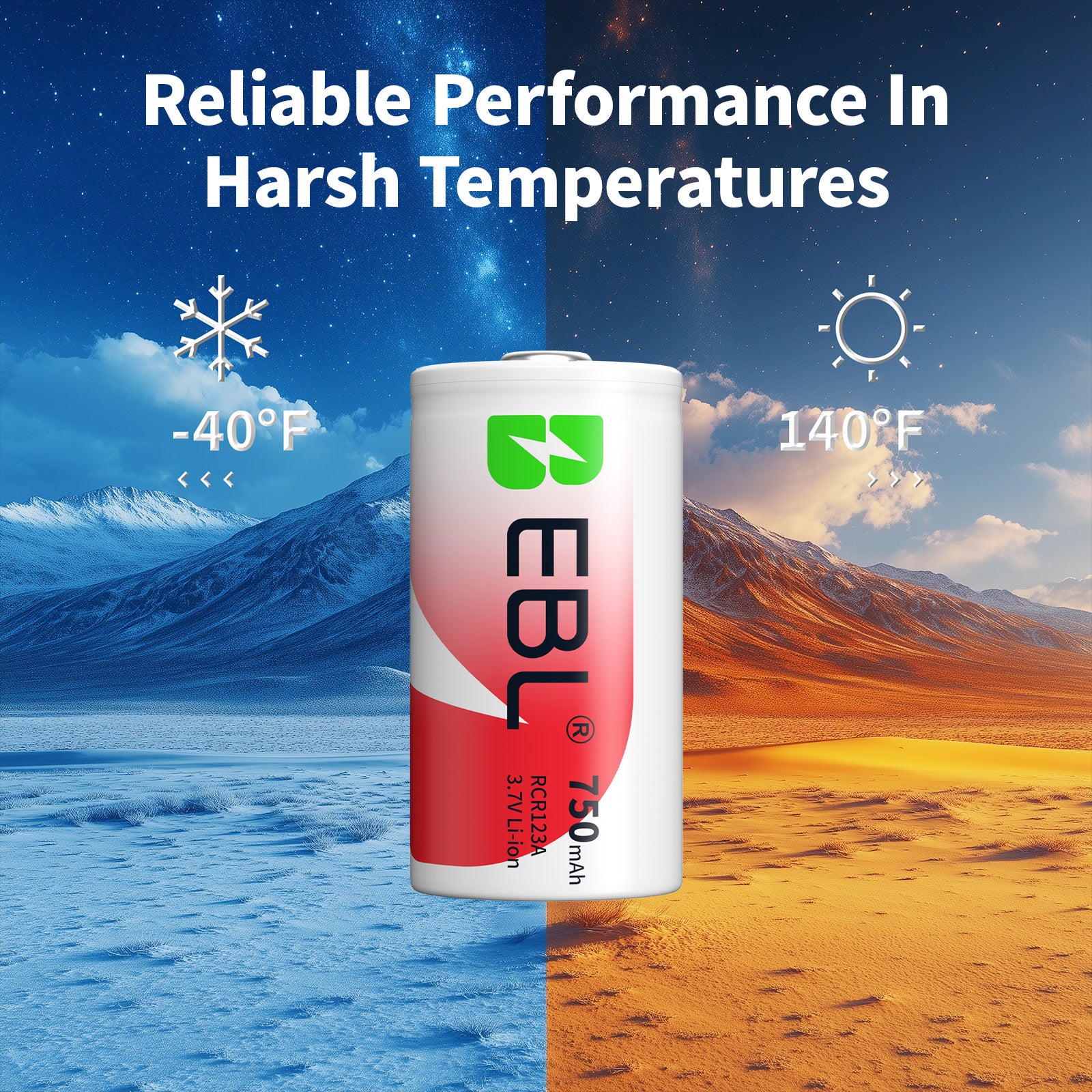 EBL 16340 RCR123A Li-ion Rechargeable Battery 750mAh