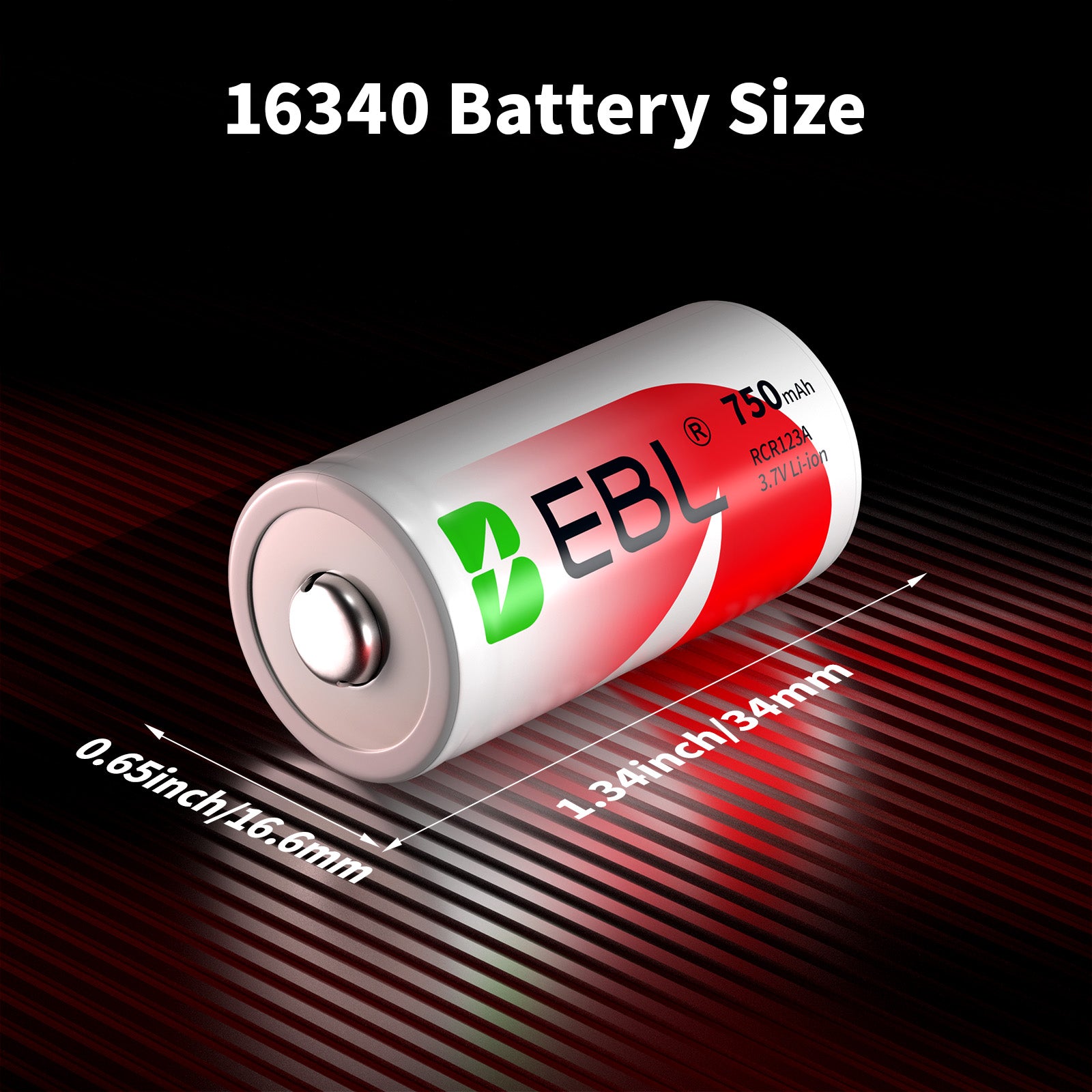 EBL 16340 RCR123A Li-ion Rechargeable Battery 750mAh