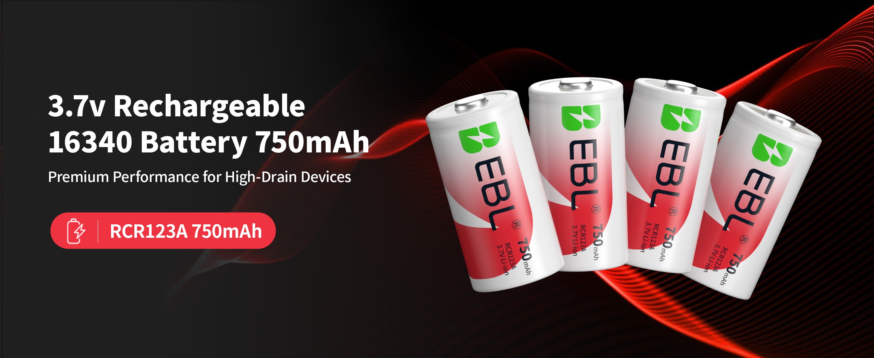 EBL 16340 RCR123A Li-ion Rechargeable Battery 750mAh