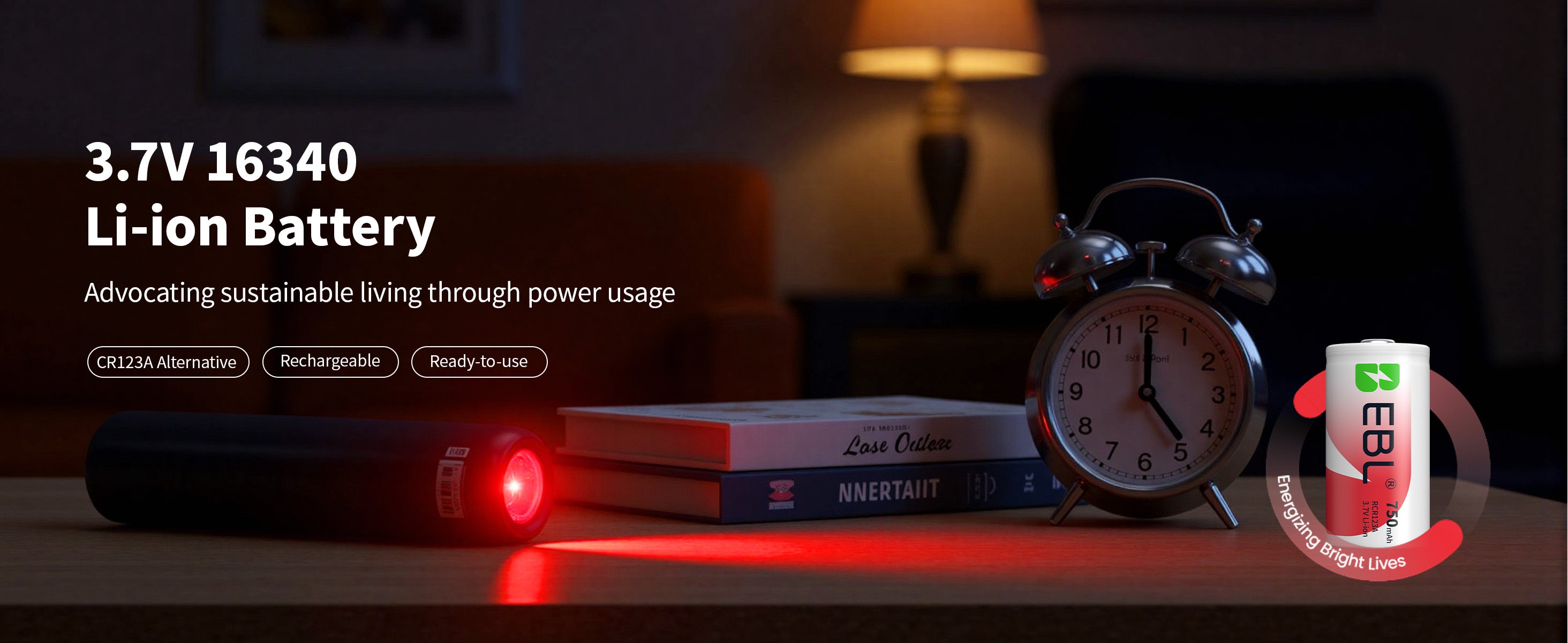 EBL 16340 RCR123A Li-ion Rechargeable Battery 750mAh