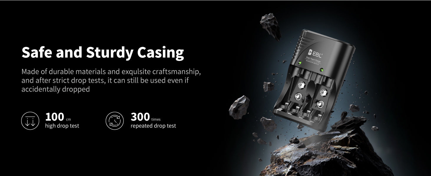 EBL 802 Smart 9V AA AAA Battery Charger for Ni-MH Ni-CD Rechargeable Batteries