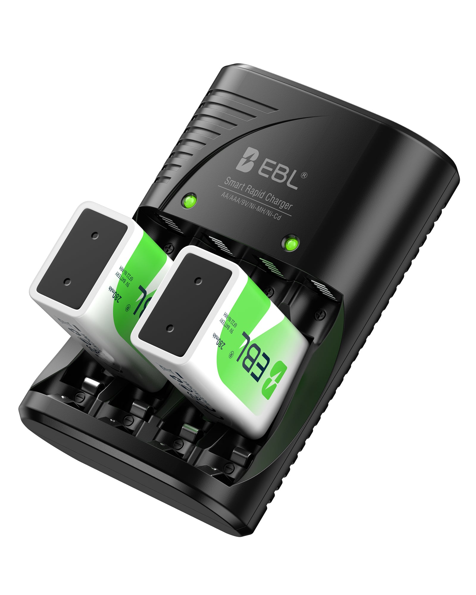 EBL Smart Battery Charger with 2 Rechargeable 9V Batteries for AA AAA 9V NiMH NiCd Rechargeable Batteries Camera Flashlight Smoke Detectors Microphones