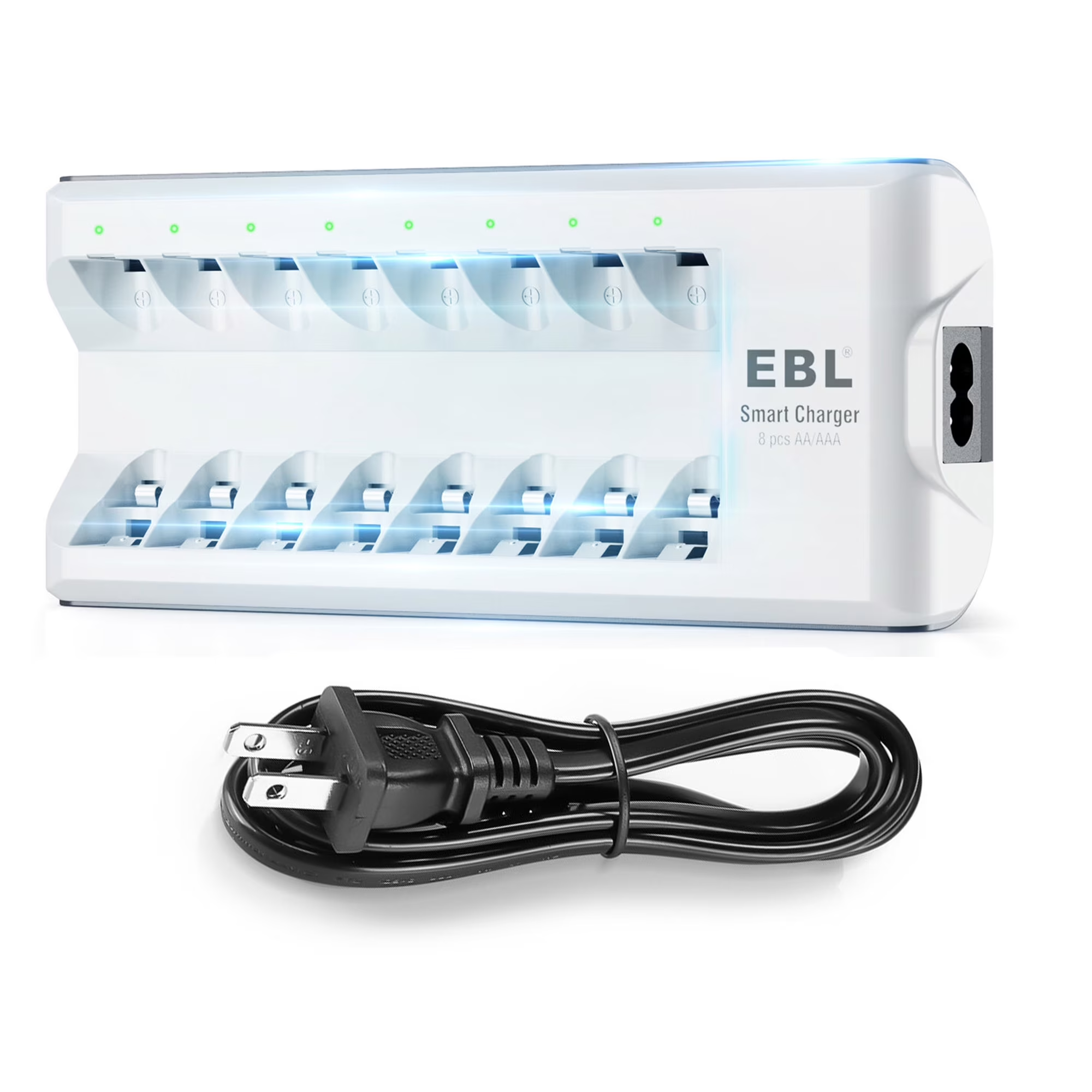 Cargador de baterías EBL de 8 ranuras con LED individual para baterías recargables AA y AAA