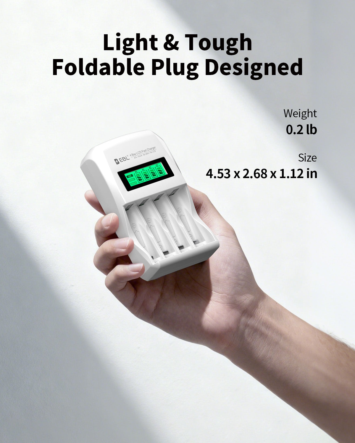 EBL Cargador de batería individual inteligente para baterías recargables AA AAA Ni-MH Ni-CD