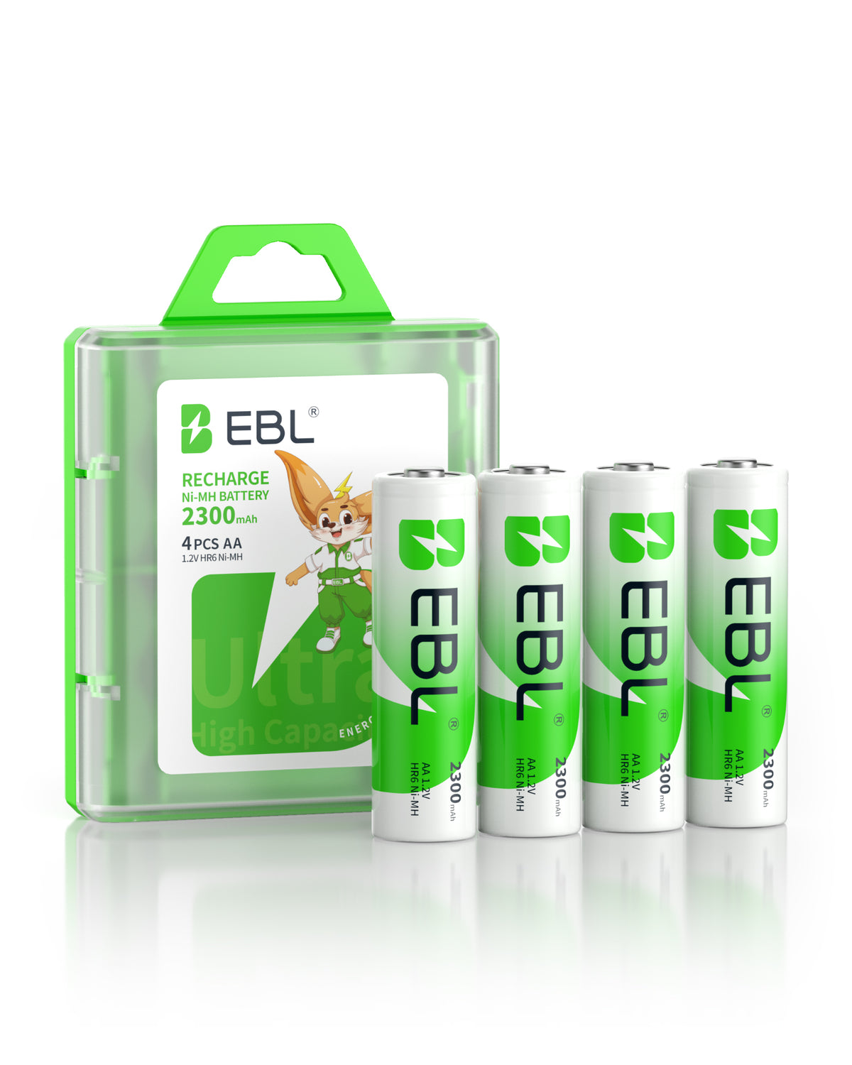EBL AA Rechargeable Batteries 2300mAh 1.2V NiMH, 4-Pack for Game Controllers, Toys & Remote Controls