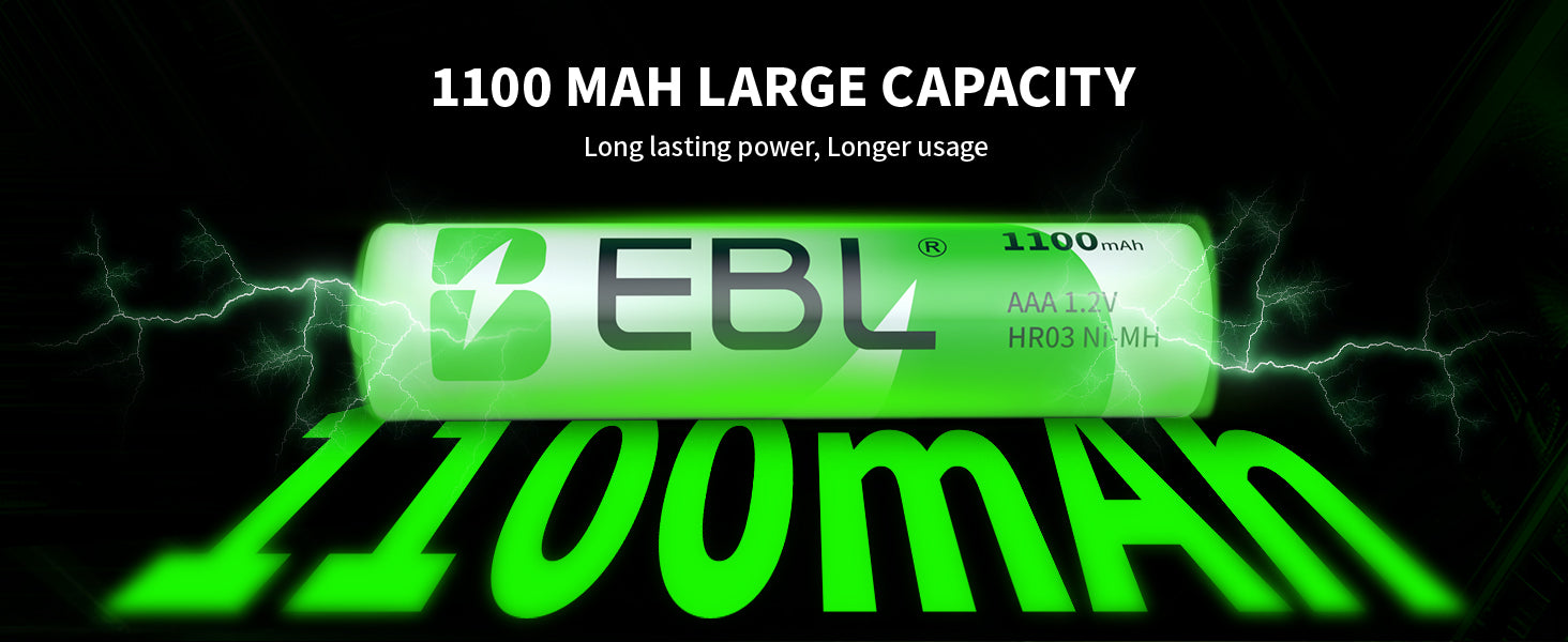 EBL AAA Rechargeable Ni-MH Batteries 1100mAh
