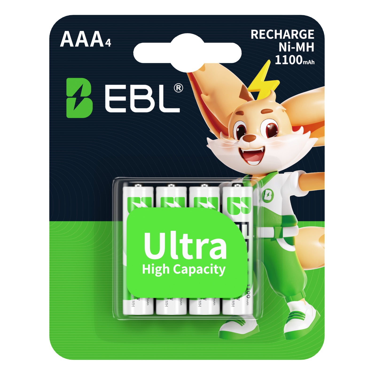 EBL Rechargeable AAA Ni-MH Batteries 1100mAh Retail Pacakge