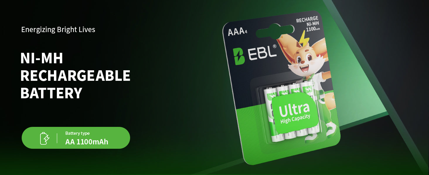 EBL Rechargeable AAA Ni-MH Batteries 1100mAh Retail Pacakge
