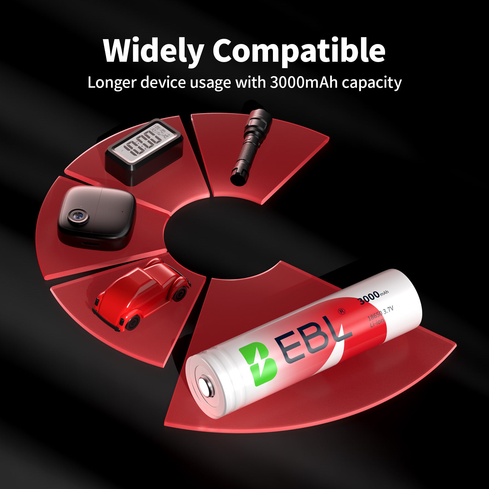 EBL BRC 18650 Rechargeable Battery 3000mAh - Protected Button Top