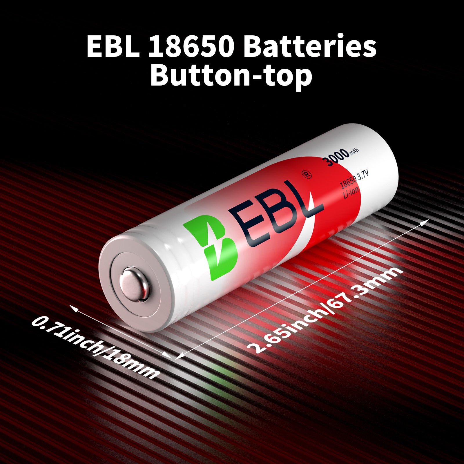 EBL BRC 18650 Rechargeable Battery 3000mAh - Protected Button Top