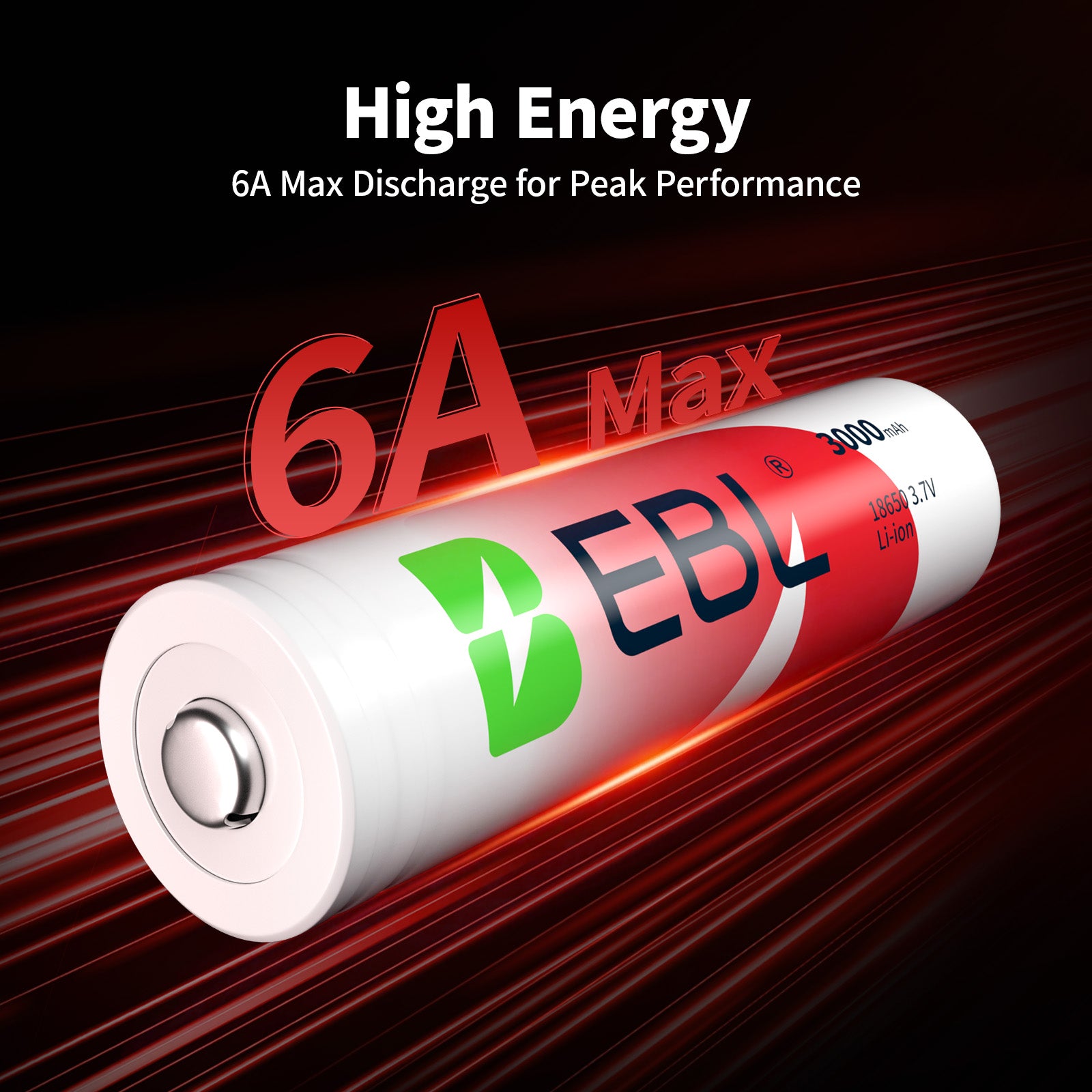 EBL BRC 18650 Rechargeable Battery 3000mAh - Protected Button Top
