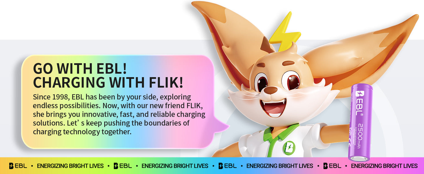 EBL 10Pcs Rainbow Colorful AA Batteries 1.2V 2500mAh