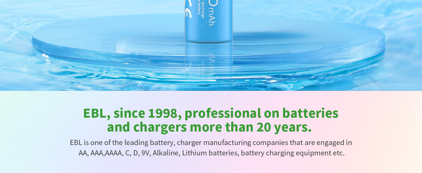 EBL 10Pcs Rainbow Colorful AA Batteries 1.2V 2500mAh