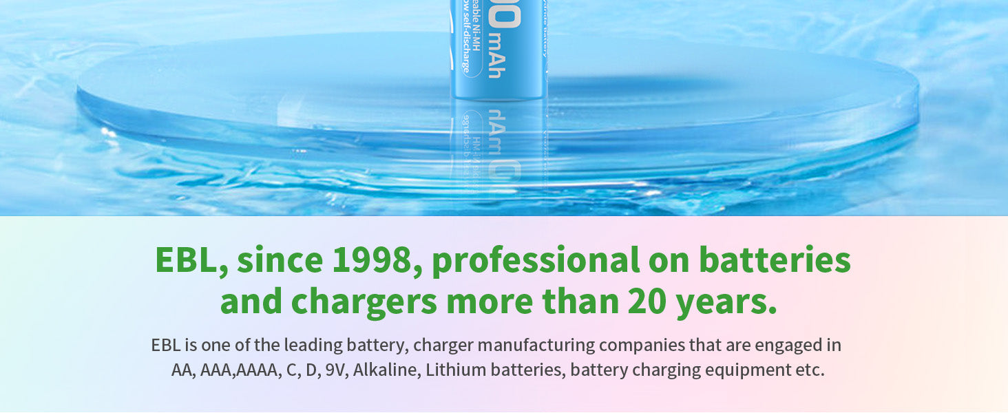 EBL 10Pcs Rainbow AAA Rechargeable Batteries 1.2V 1100mAh