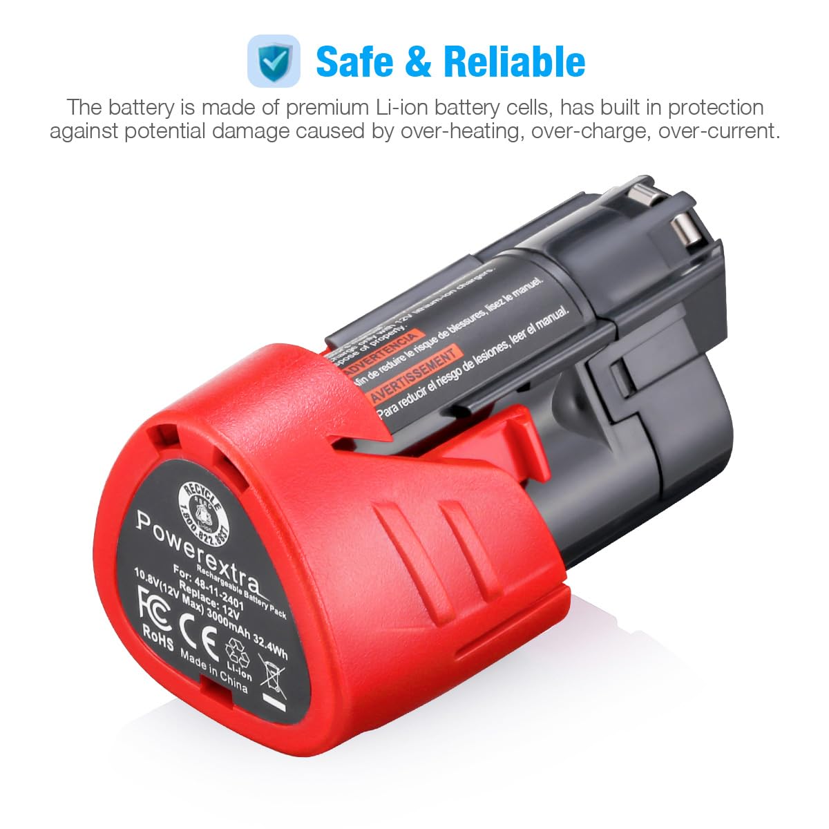 2 Pack Lithium-ion Replacement Battery for Milwaukee