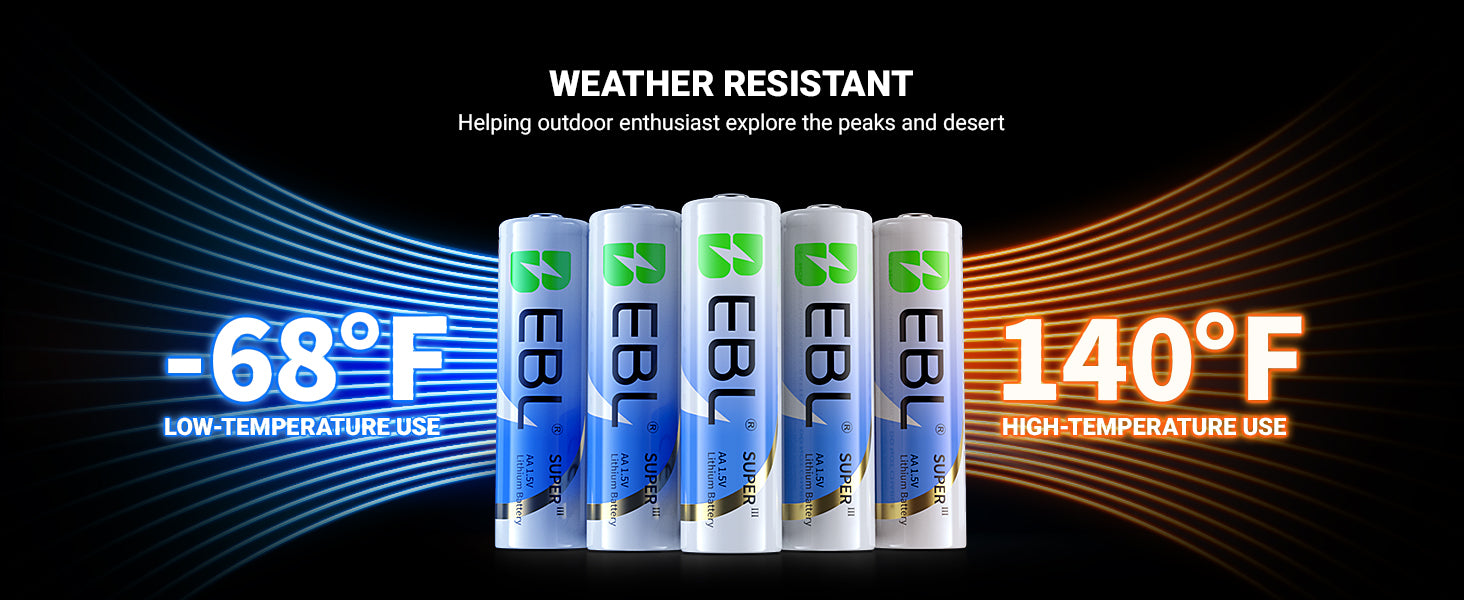 EBL 3700mAh AA Lithium Batteries 1.5V Non-Rechargeable