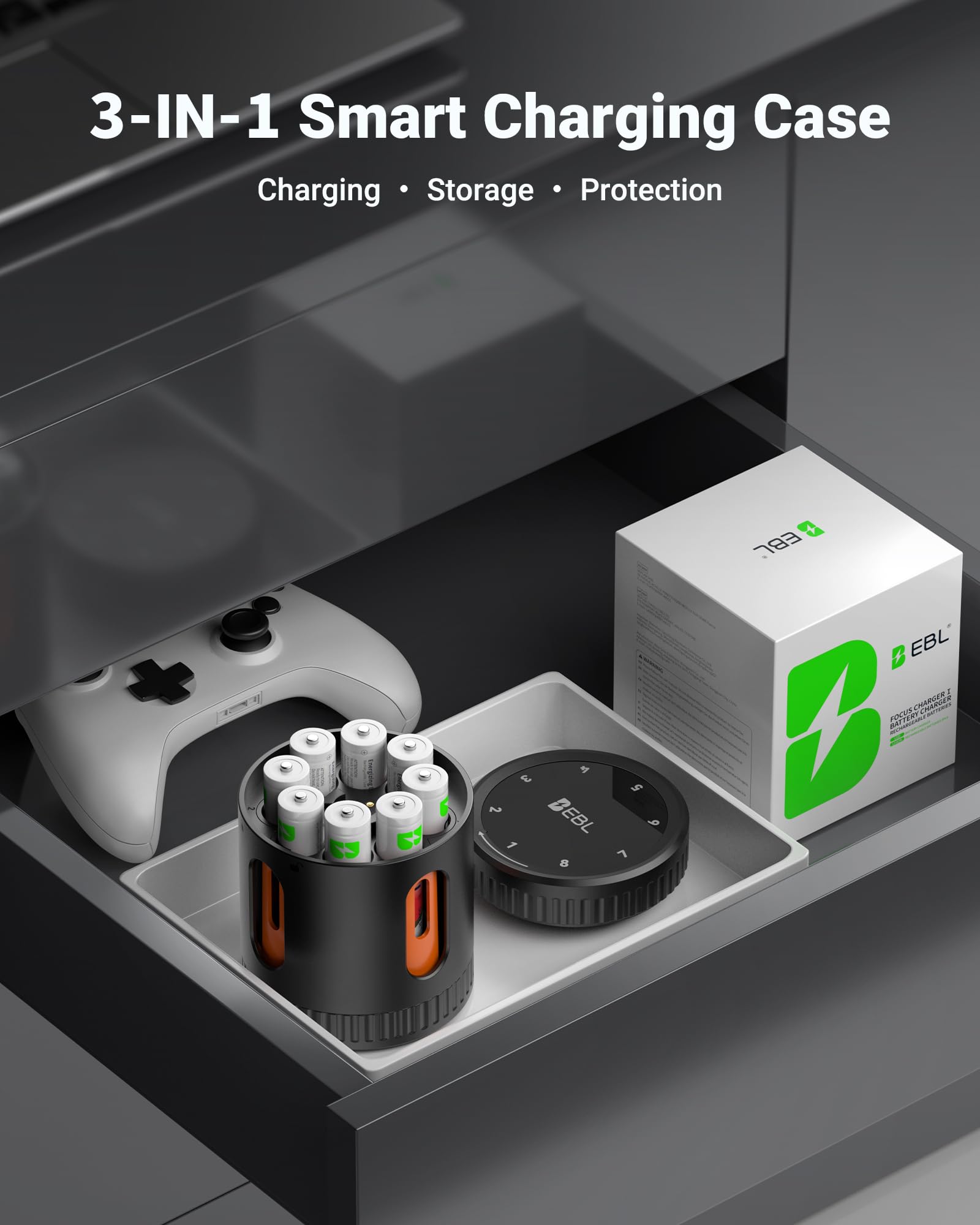 EBL Rechargeable AA Lithium Batteries Ⅲ 3600mWh with Charger