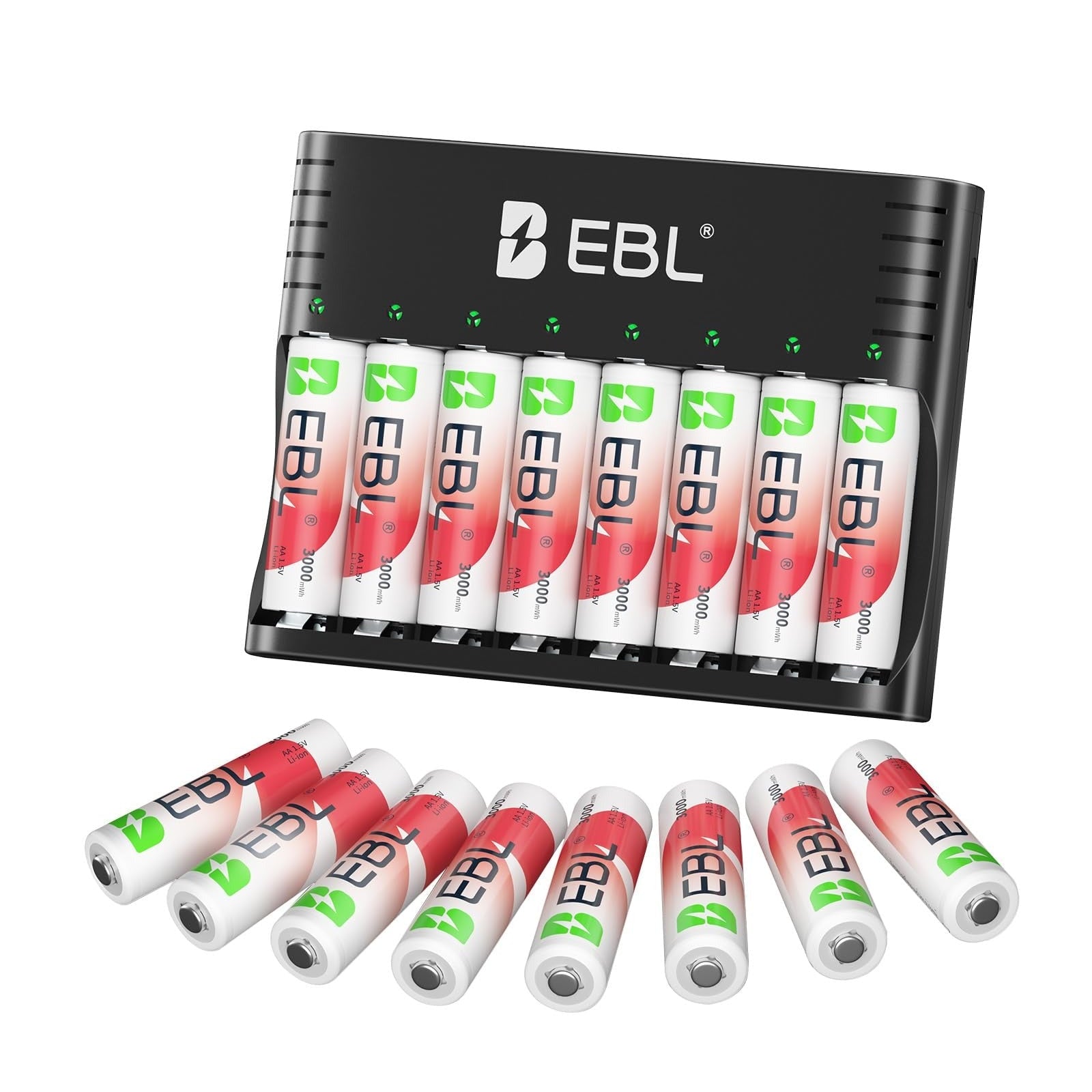 EBL Rechargeable Lithium AA Batteries with Universal Battery Charger