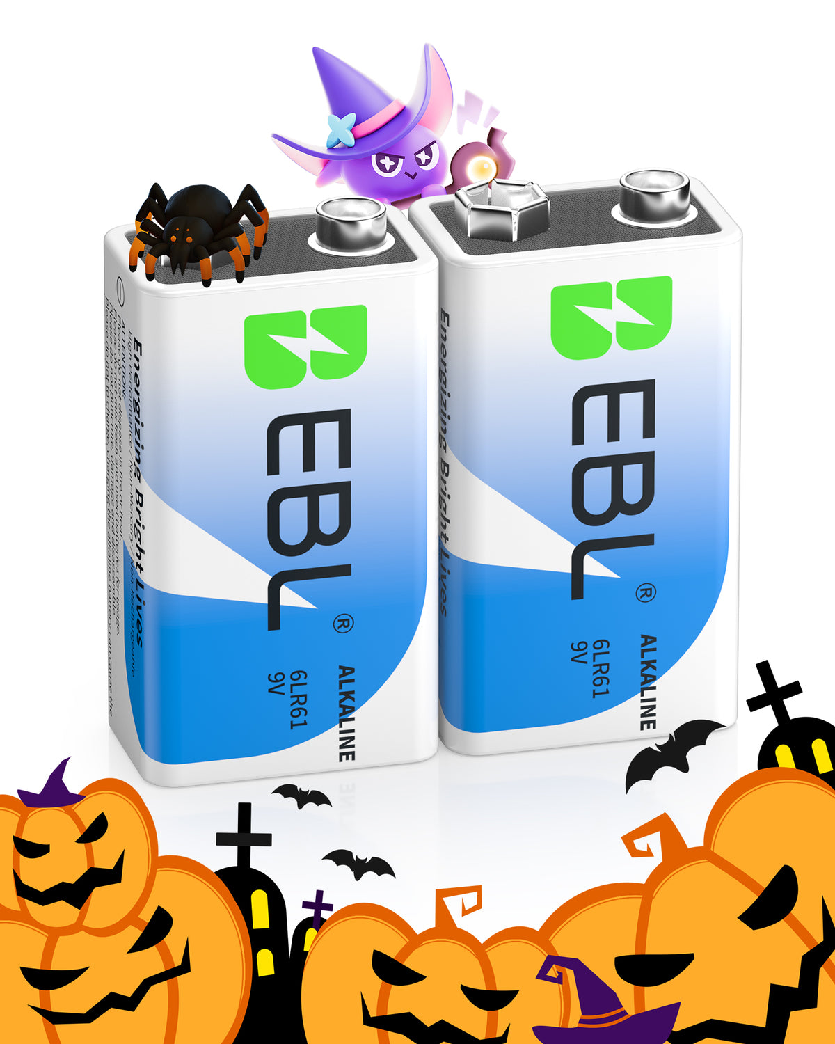 Pilas alcalinas EBL 9V 6LR61 no recargables
