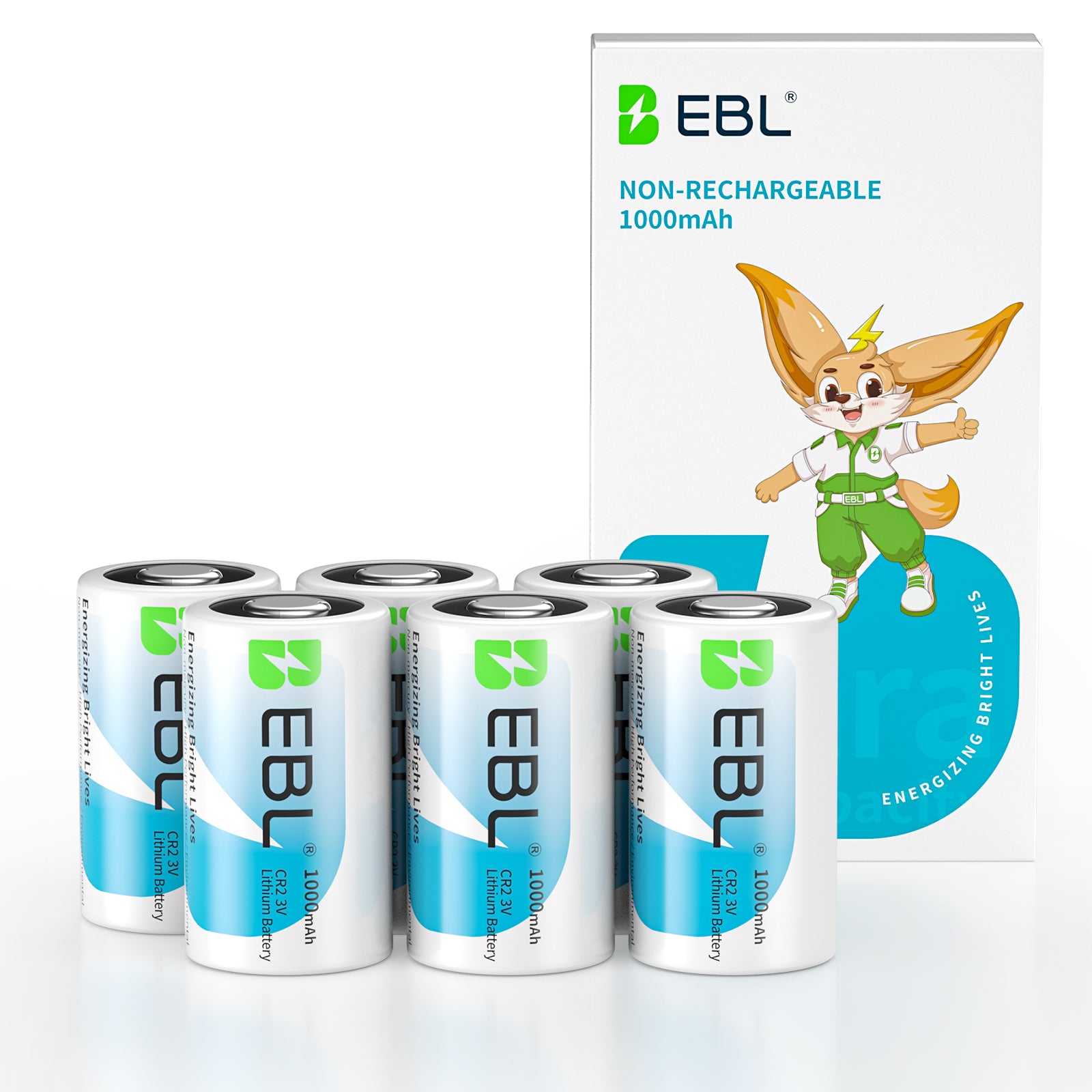 EBL 6 Pack CR2 3V Lithium Batteries 1000mAh Non-rechargeable