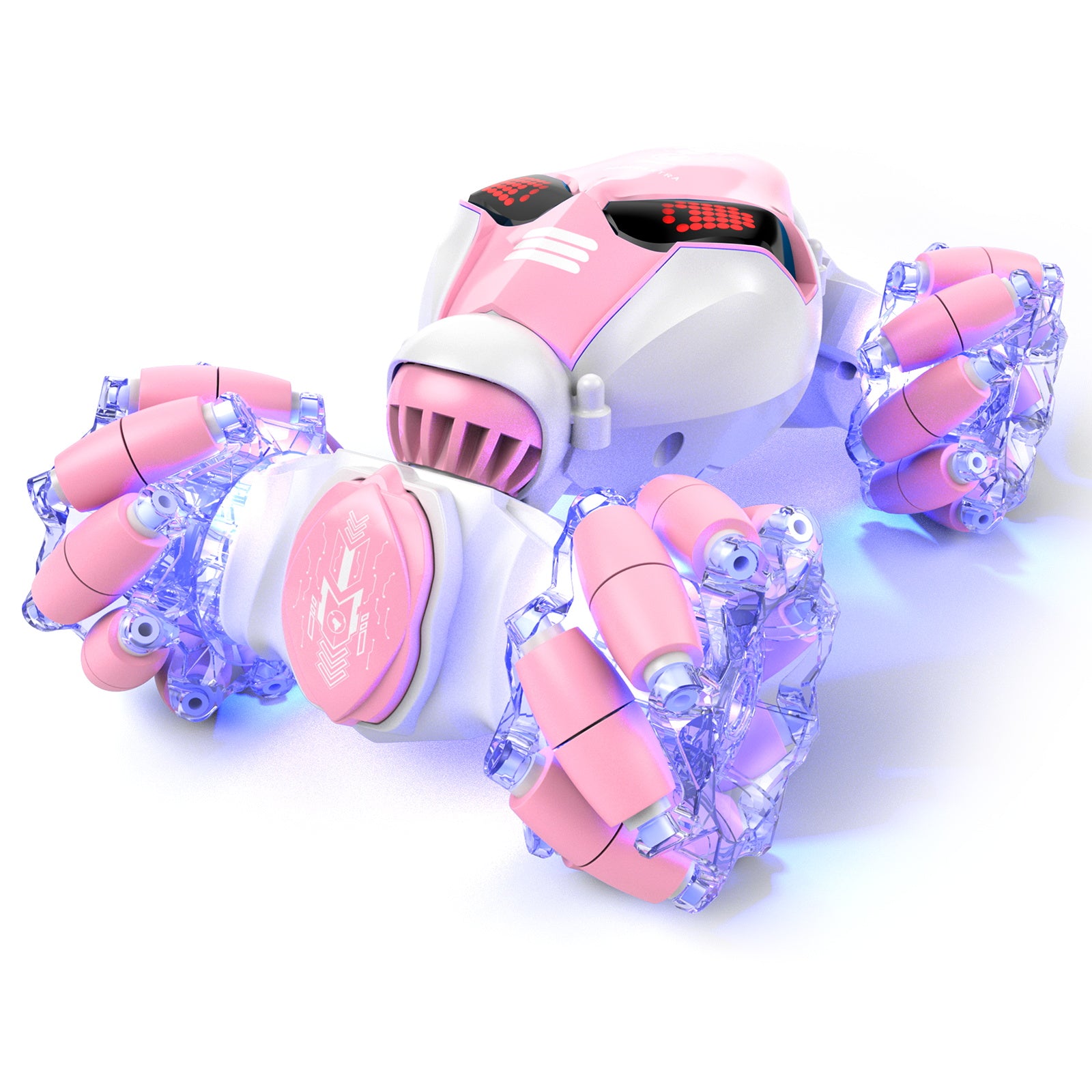 Gesture Control RC Stunt Car for Kids – 4WD Double-Sided Rotating Remote Control Car with Lights & Music (Pink)